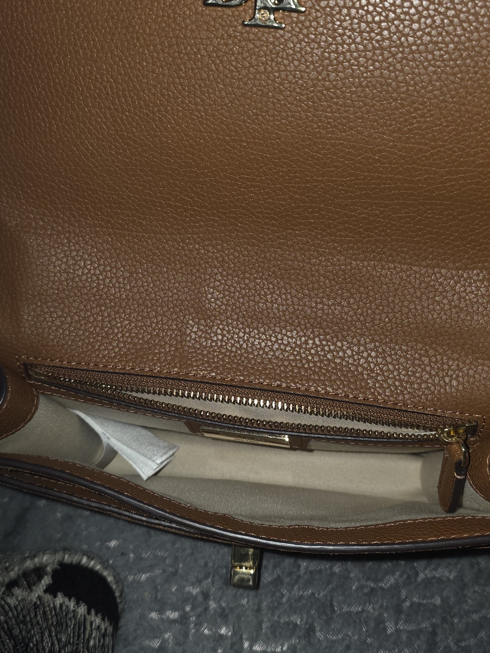 Ralph Lauren Cognac Suede Chain-Accent Shoulder Bag - Picture 3 of 8